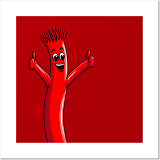 Red Wacky Waving Tube Man Portrait Posters and Art